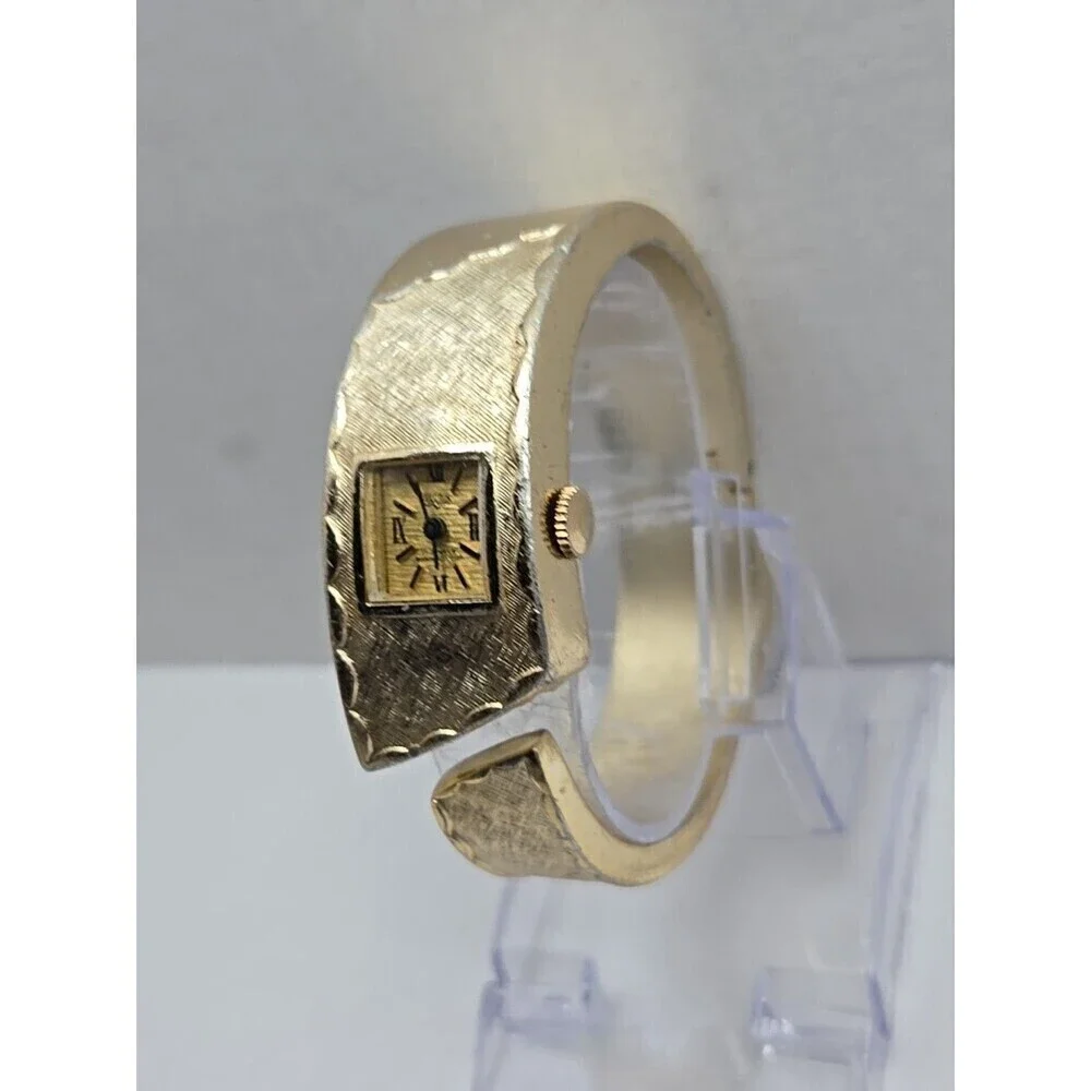Vulcain Medana Pamela Bangle Watch Swiss 17 Jewels West Germany Gold Tone Ladies